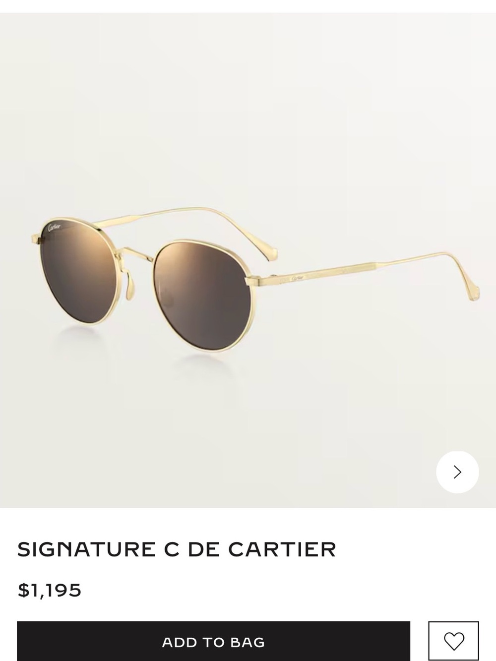 Cartier Round Metal Sunglasses in Gold with Brown Lenses